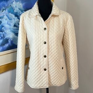 White quilted and lined jacket, synthetic insolation, Chaps brand, size LG